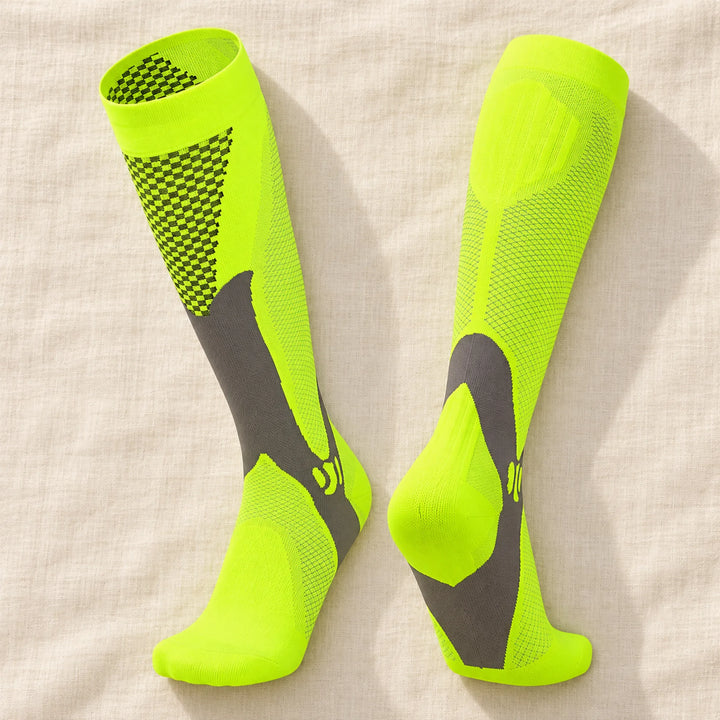 Patterned Knee-High Compression Socks — yellow