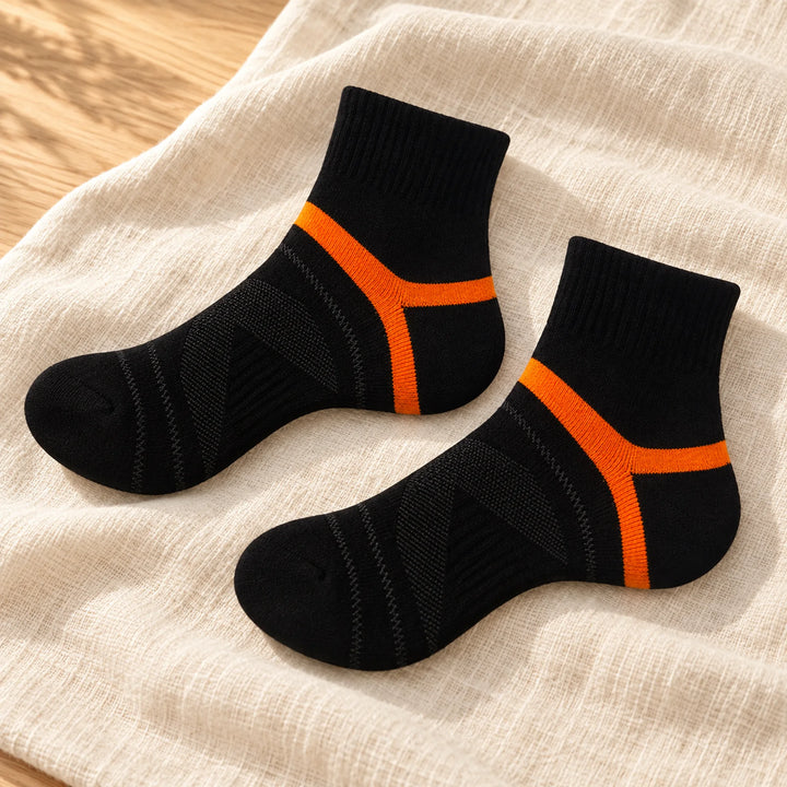 Ankle-Length Sports Socks — black orange