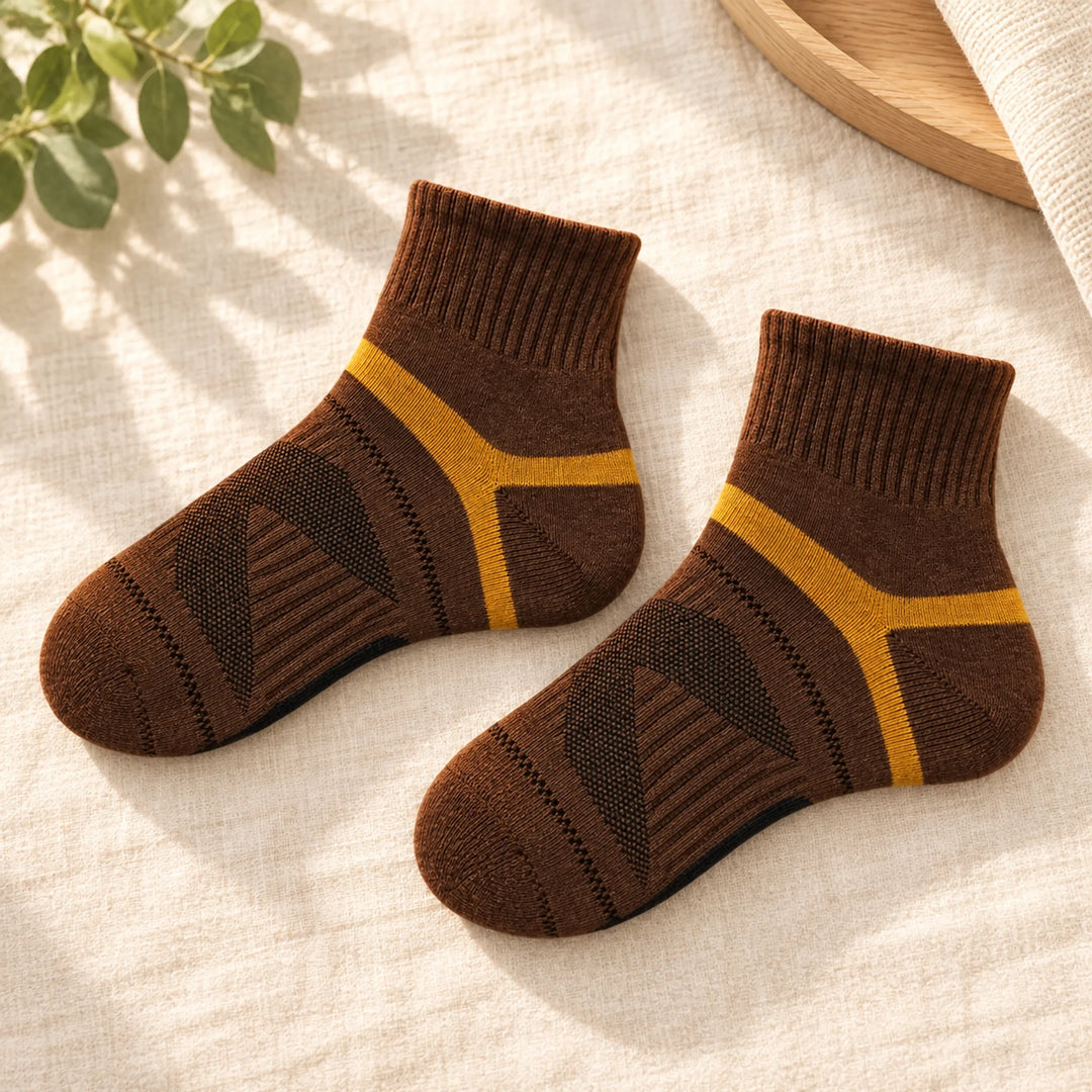 Ankle-Length Sports Socks — one brown pair