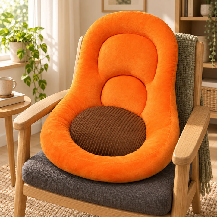 Plush Seat &amp; Back Cushion with Round Pad in a warm home setting