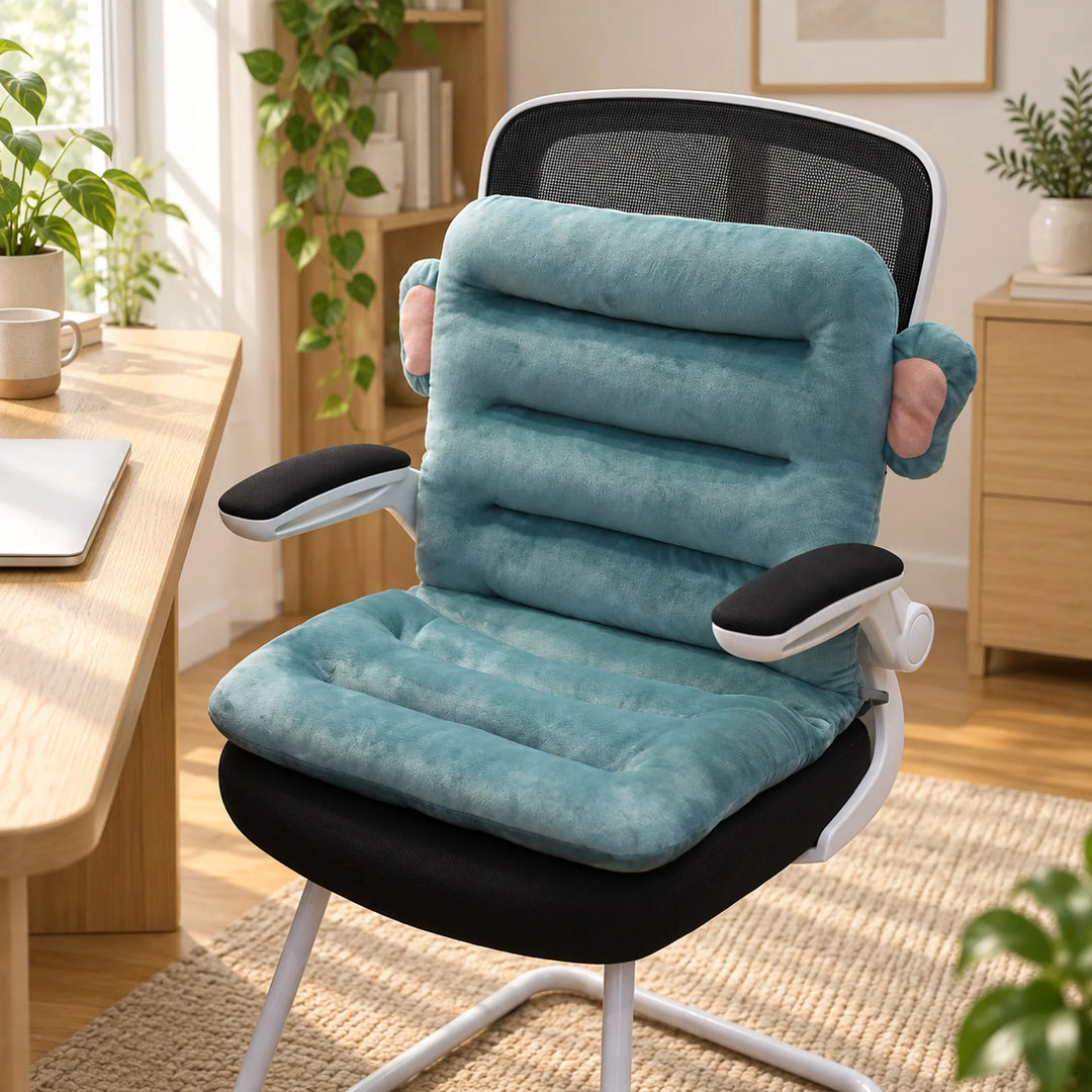 Channel-Tufted Plush Chair Cushion in a warm home setting