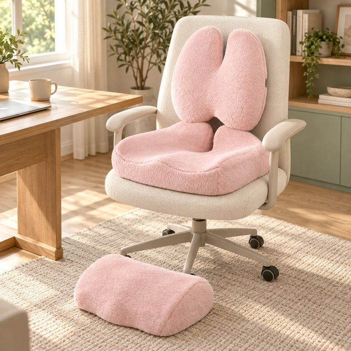 Seat, Lumbar &amp; Foot Comfort Bundle in a warm home setting