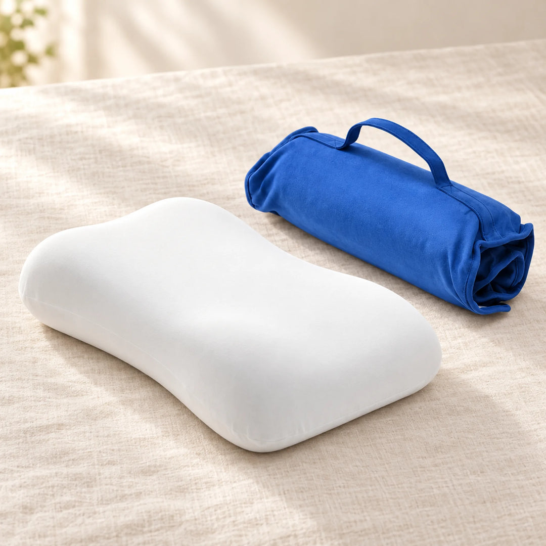 Compact contour travel pillow — Cobalt Blue