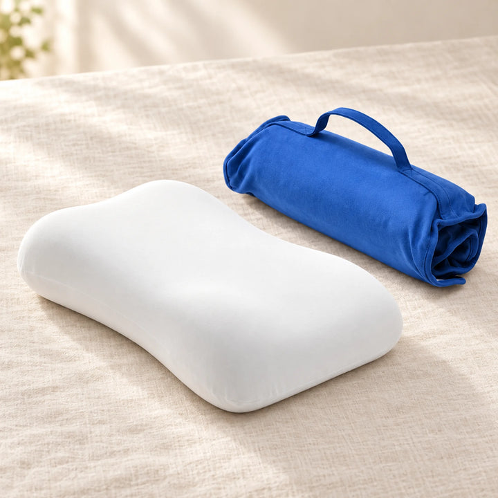 Compact contour travel pillow — Cobalt Blue