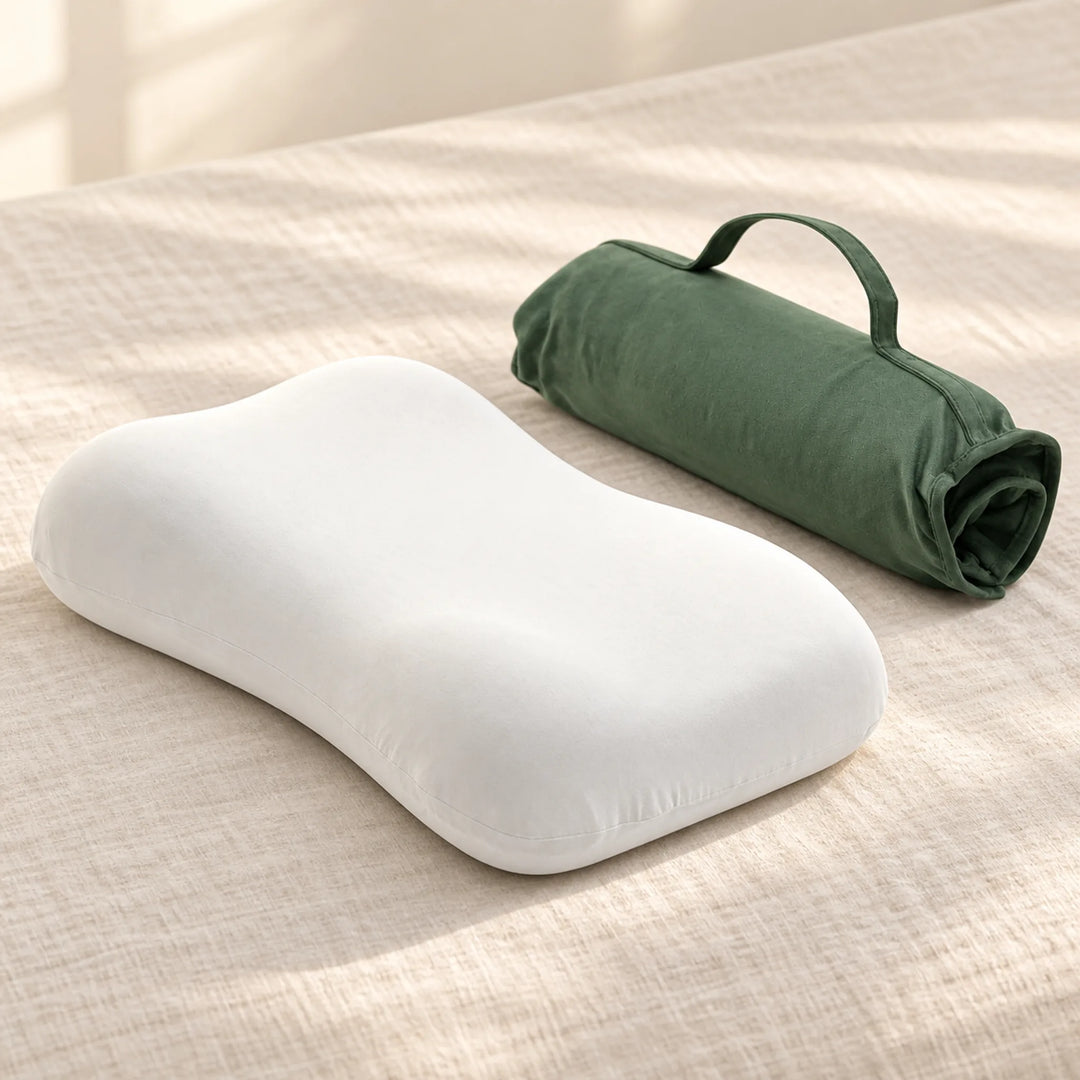 Compact contour travel pillow — Forest Green