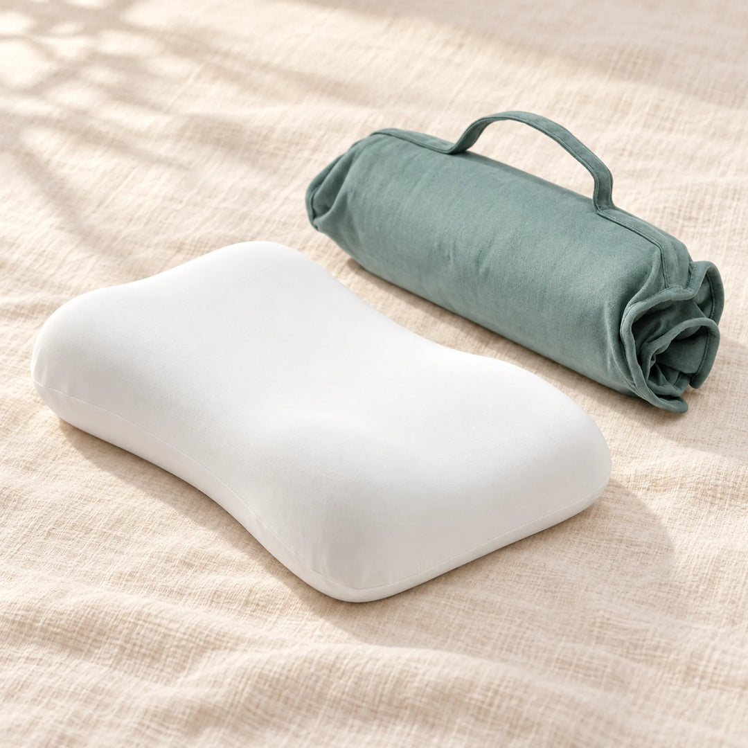 Compact contour travel pillow — Wellness Green