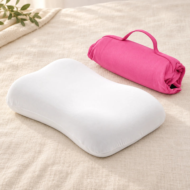 Compact contour travel pillow — Fuchsia Rose