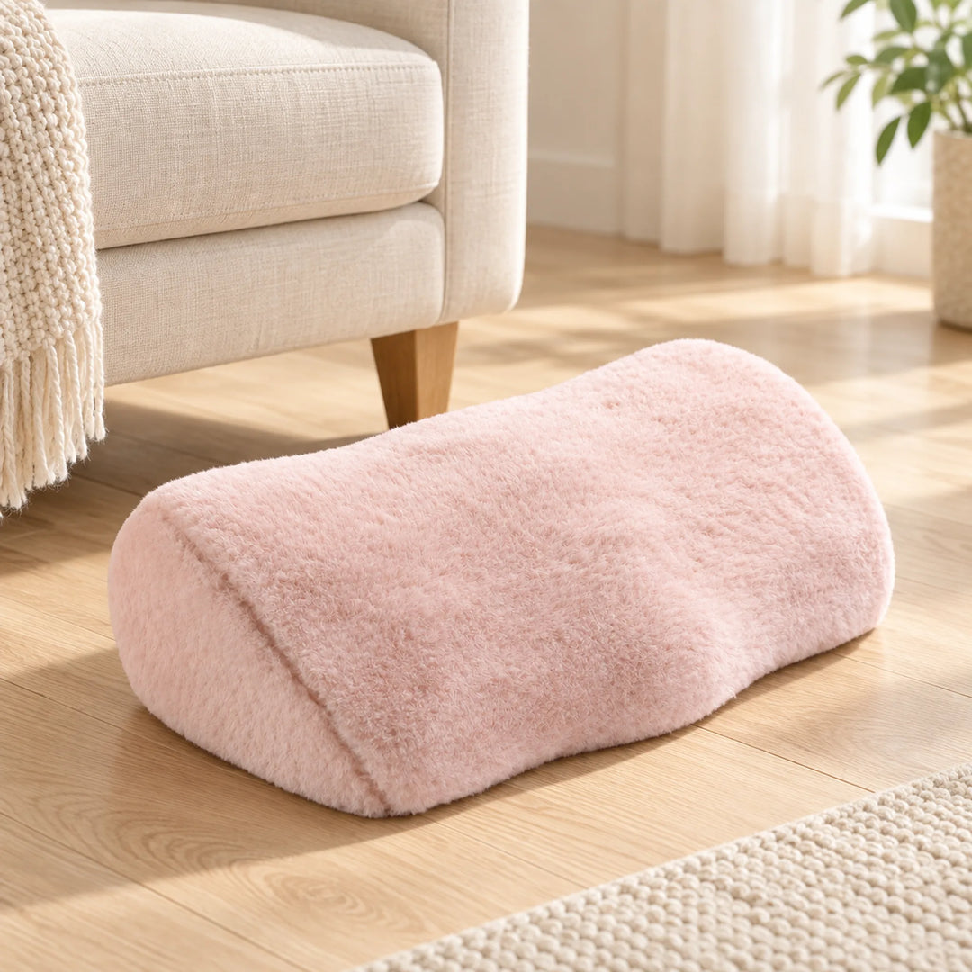Contoured Footrest Cushion — Blush Fur