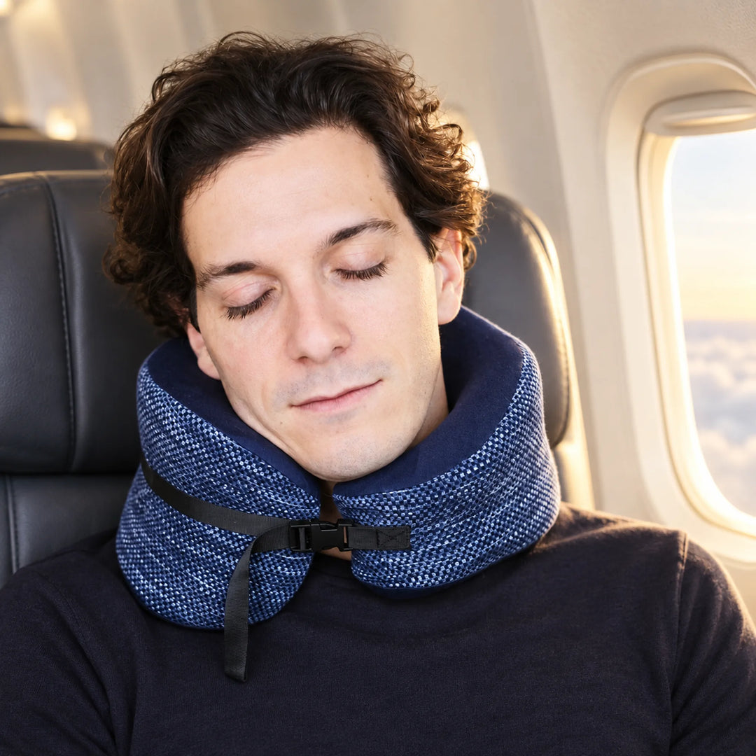 Wraparound neck pillow — seated travel rest