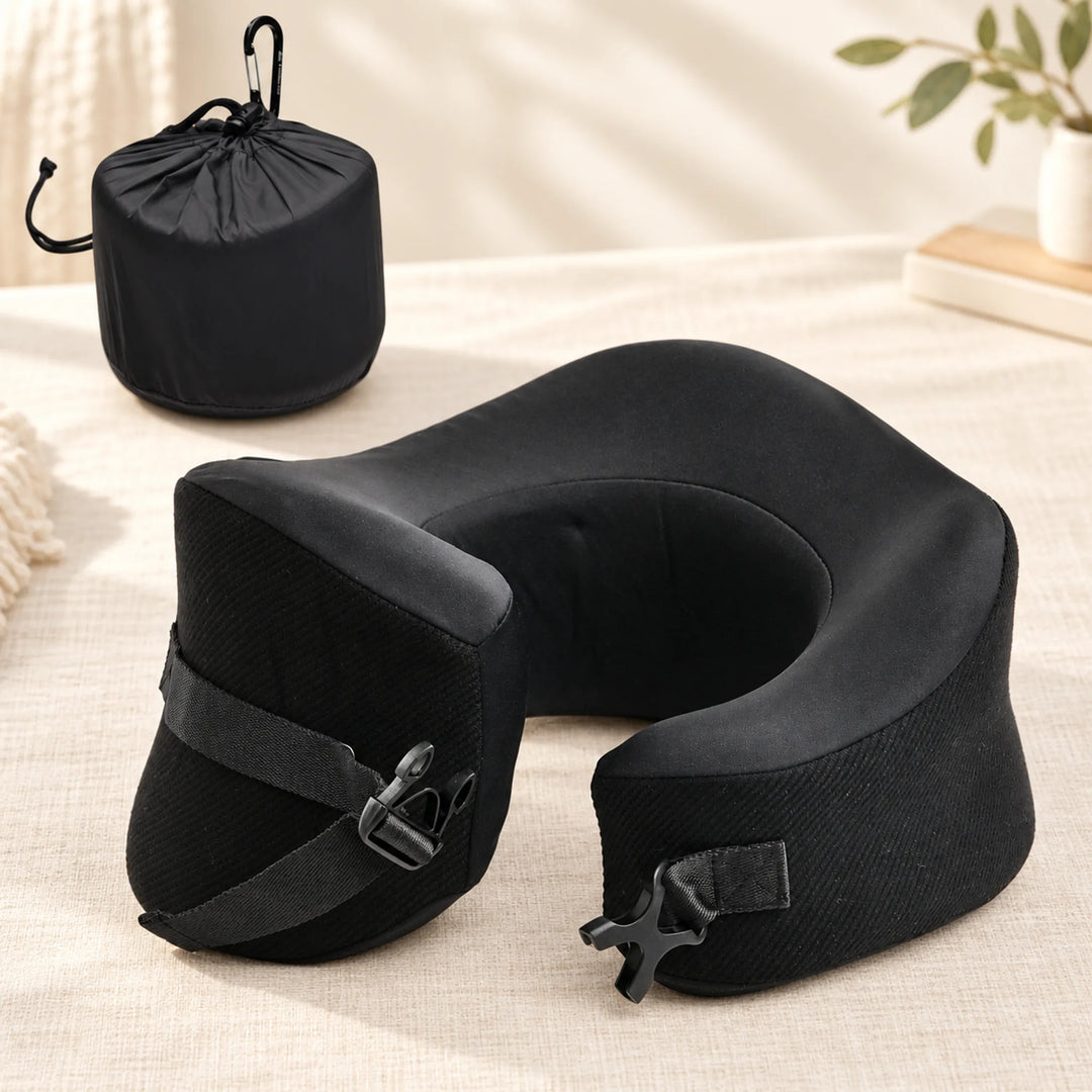 Wraparound travel neck pillow — Large / Black