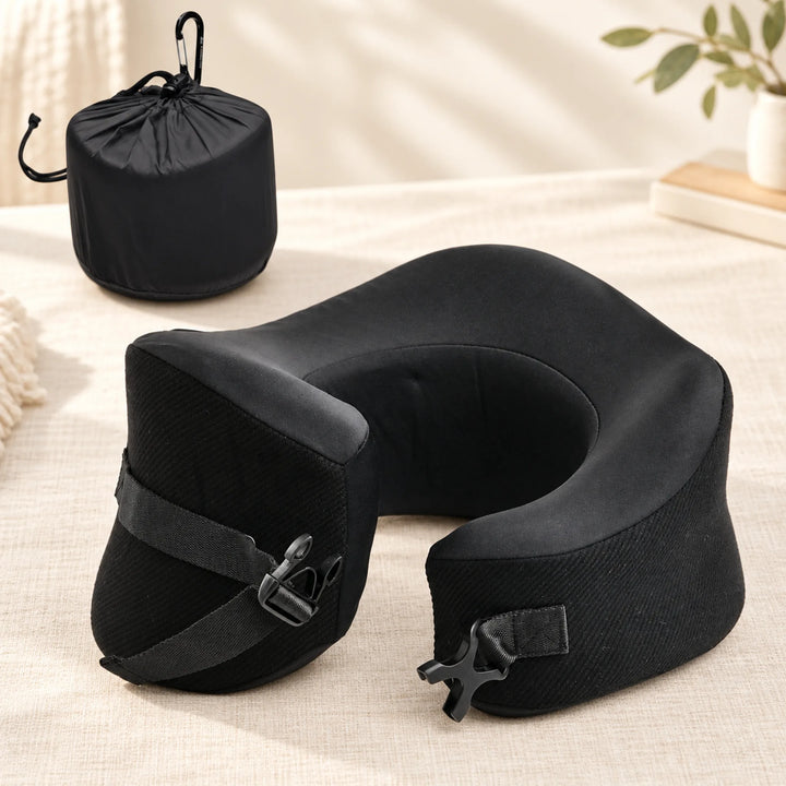 Wraparound travel neck pillow — Large / Black