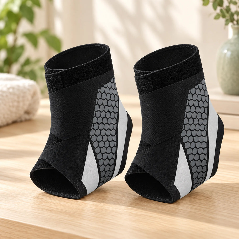 Adjustable ankle wraps — charcoal two-pack