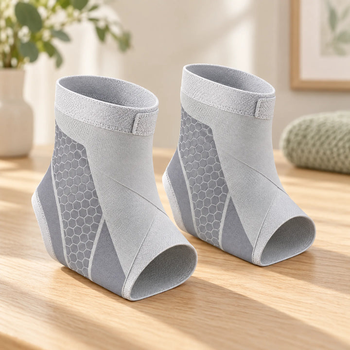 Adjustable ankle wraps — gray two-pack