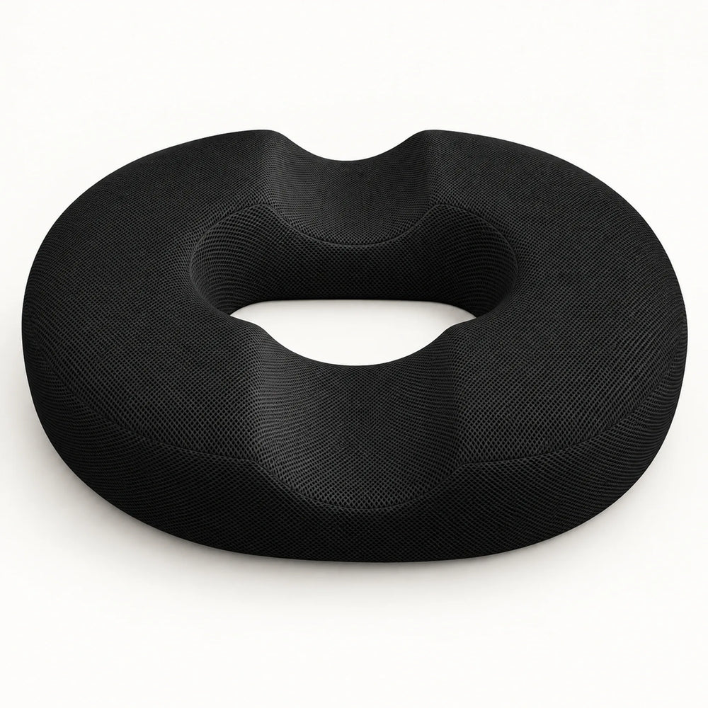 Black mesh donut cushion — complete contoured ring