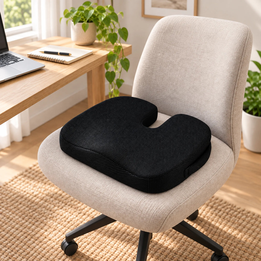 Gel Memory Foam Seat Cushion — Black