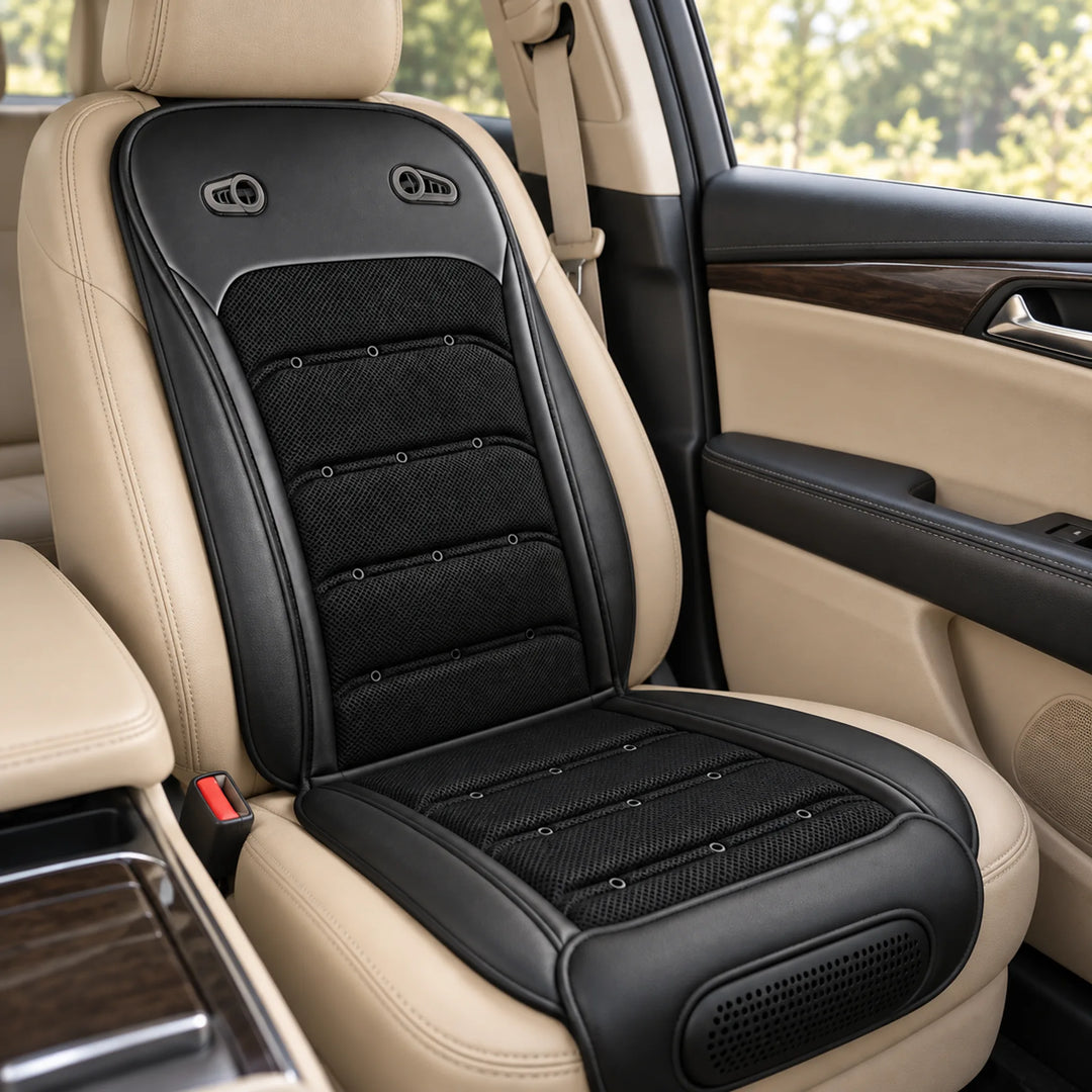 Ventilated Car Seat & Back Cushion — Onyx Black / Single Seat