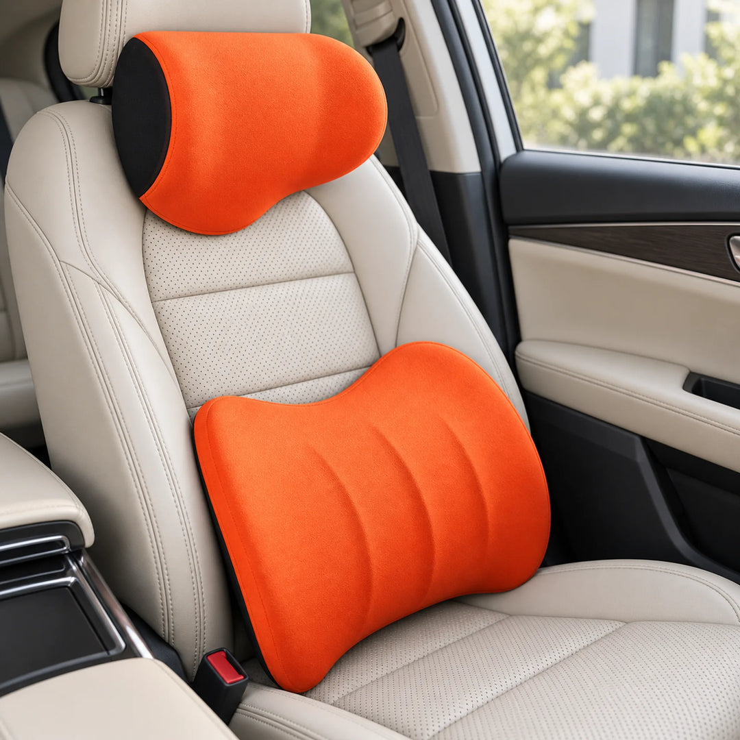 Orange contoured neck and lumbar pair