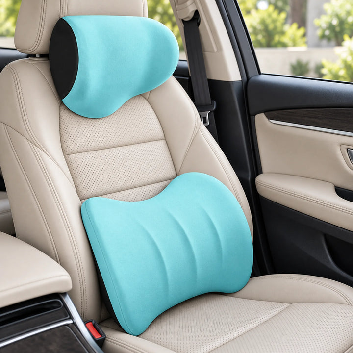 Blue contoured neck and lumbar pair