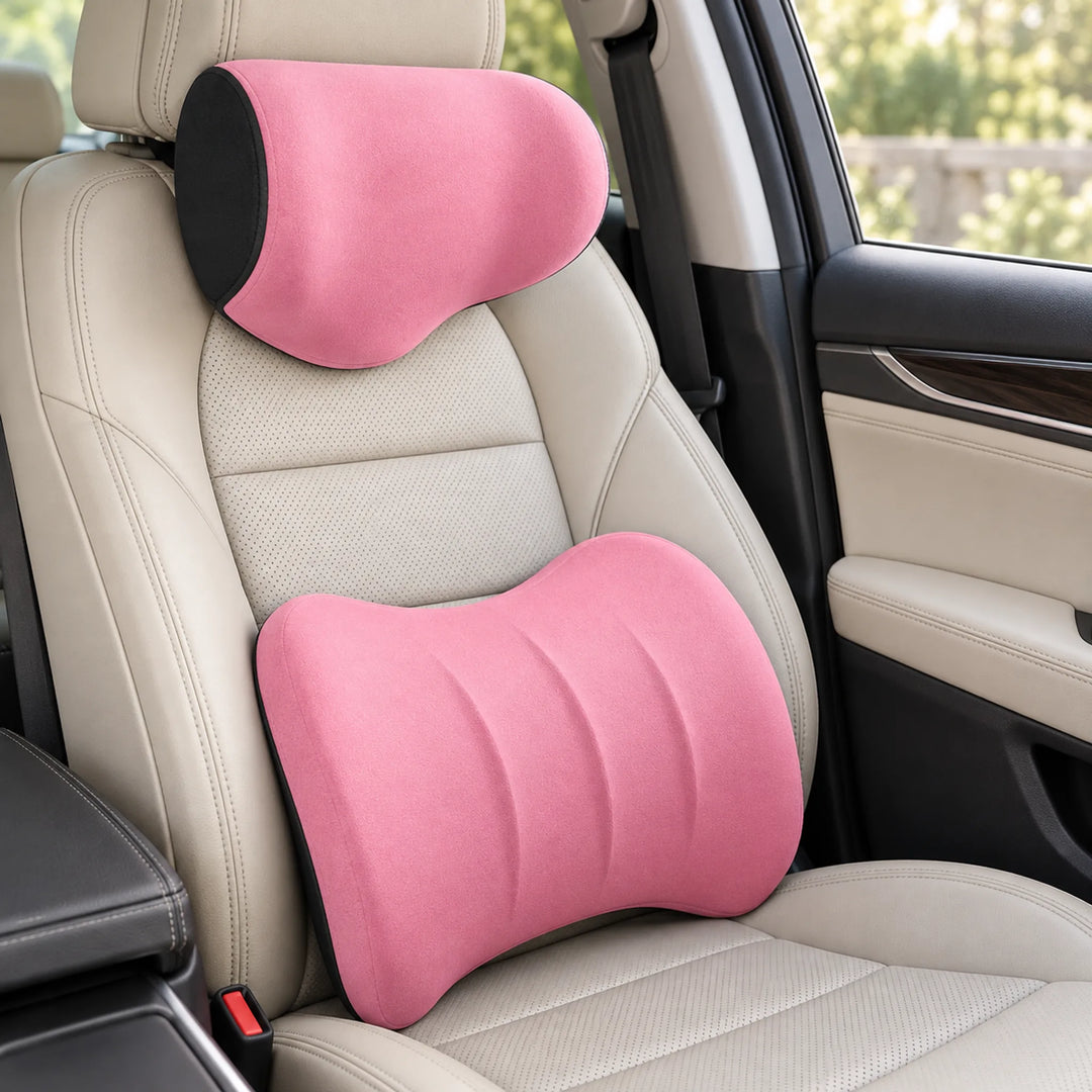 Pink contoured neck and lumbar pair