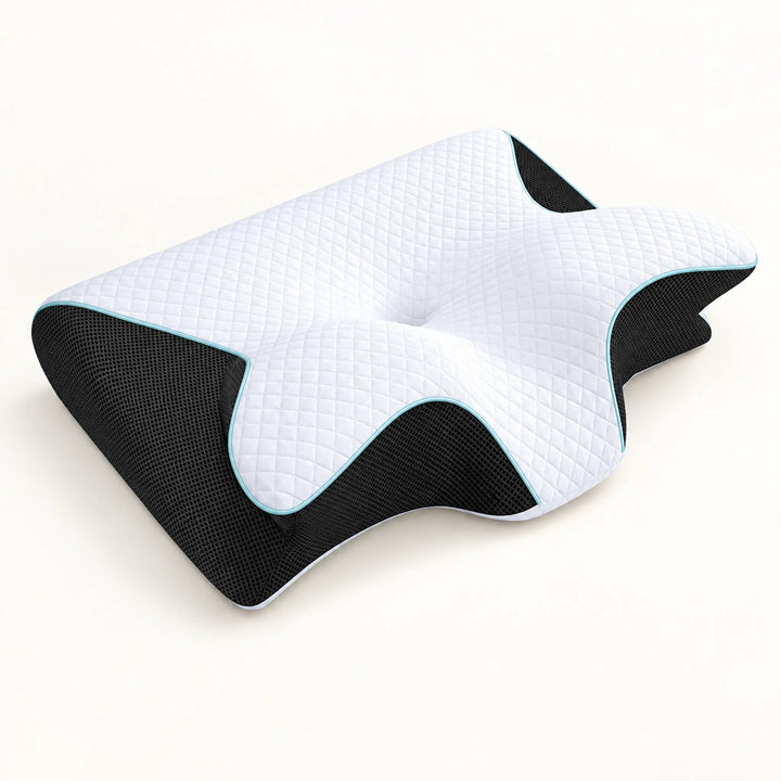 Sculpted Memory Foam Pillow with Arm Channels — black