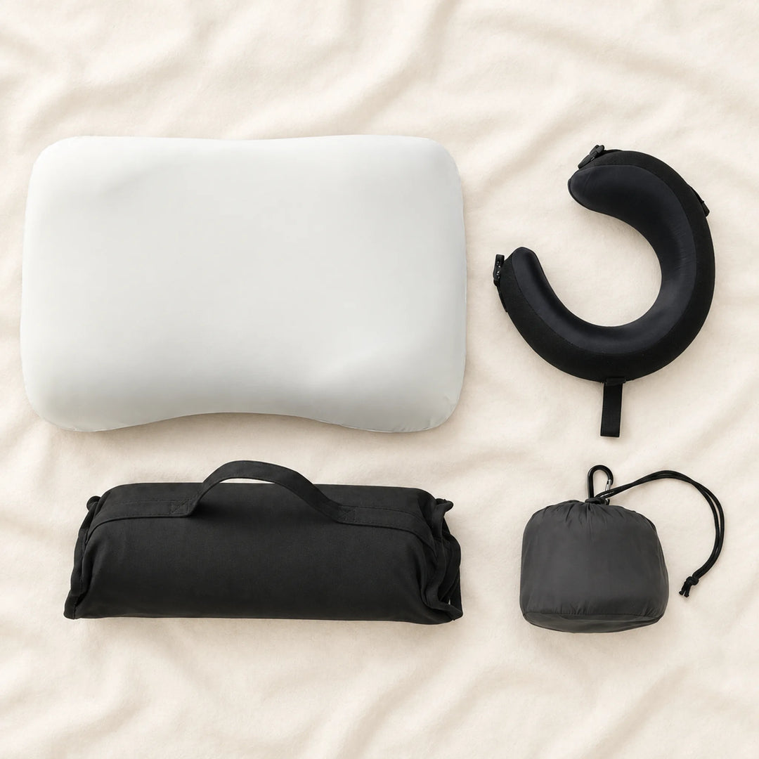 Travel Pillow &amp; Neck Pillow Set — black