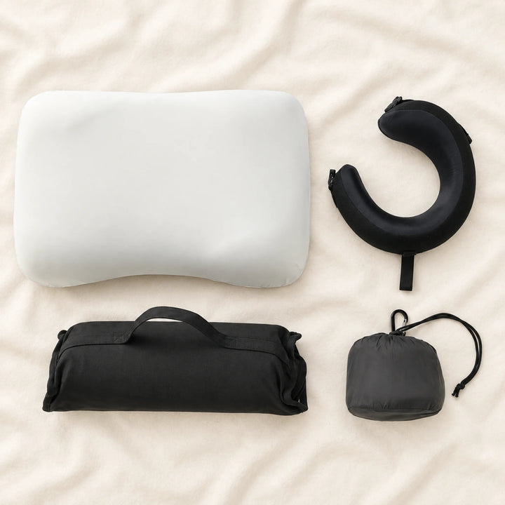 Travel Pillow &amp; Neck Pillow Set — black
