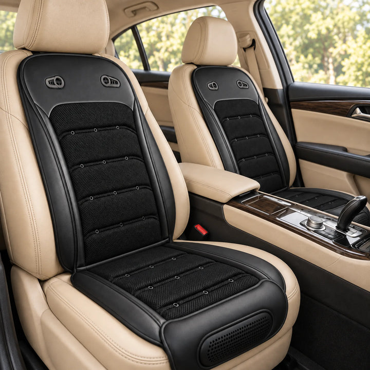 Ventilated car seat pads — black pair