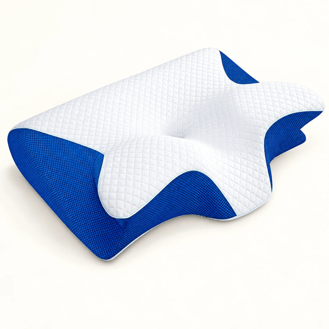 Sculpted Memory Foam Pillow with Arm Channels — blue