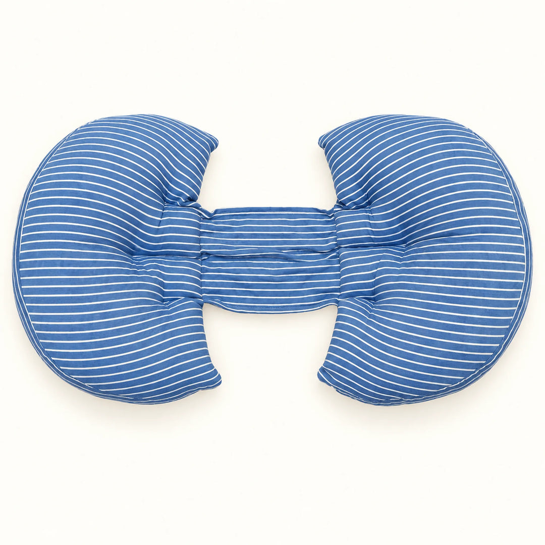 Connected Side-Sleeper Pregnancy Pillow — blue stripe