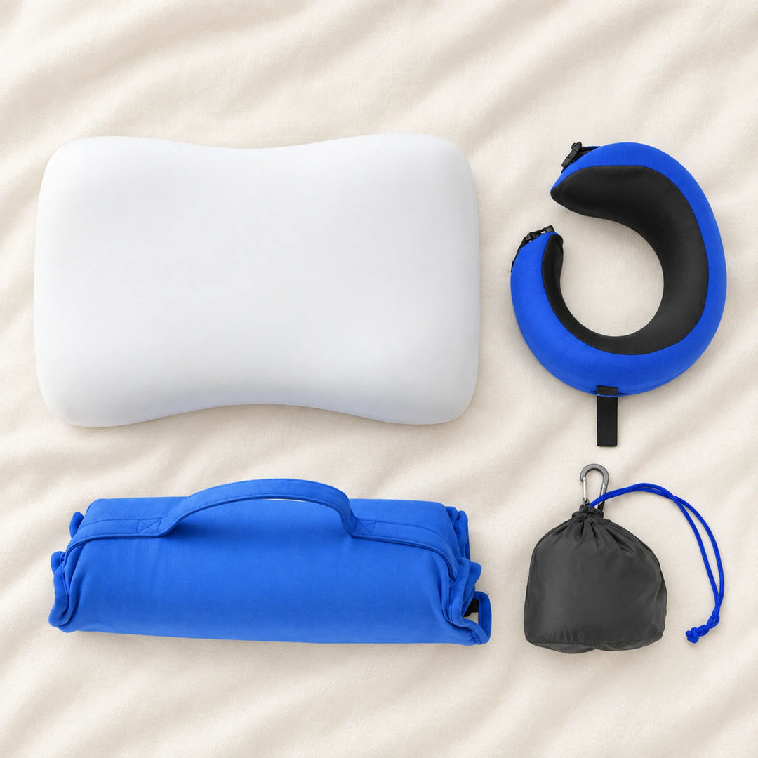 Travel Pillow &amp; Neck Pillow Set — cobalt blue