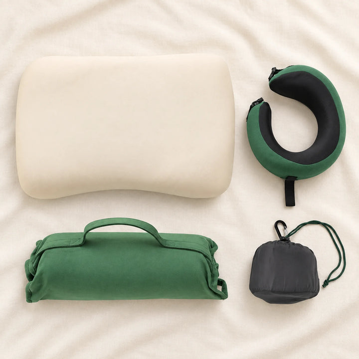 Travel Pillow &amp; Neck Pillow Set — forest green