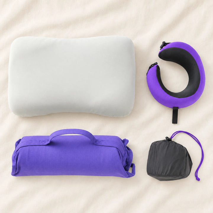 Travel Pillow &amp; Neck Pillow Set — royal purple