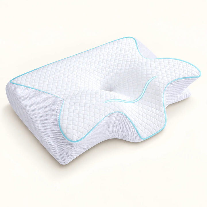 Sculpted Memory Foam Pillow with Arm Channels — white
