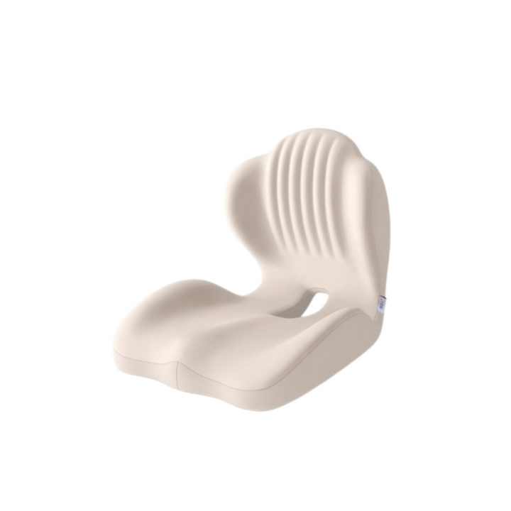 Beige Easevora cushion with a contoured seat, integrated backrest and rear opening.
