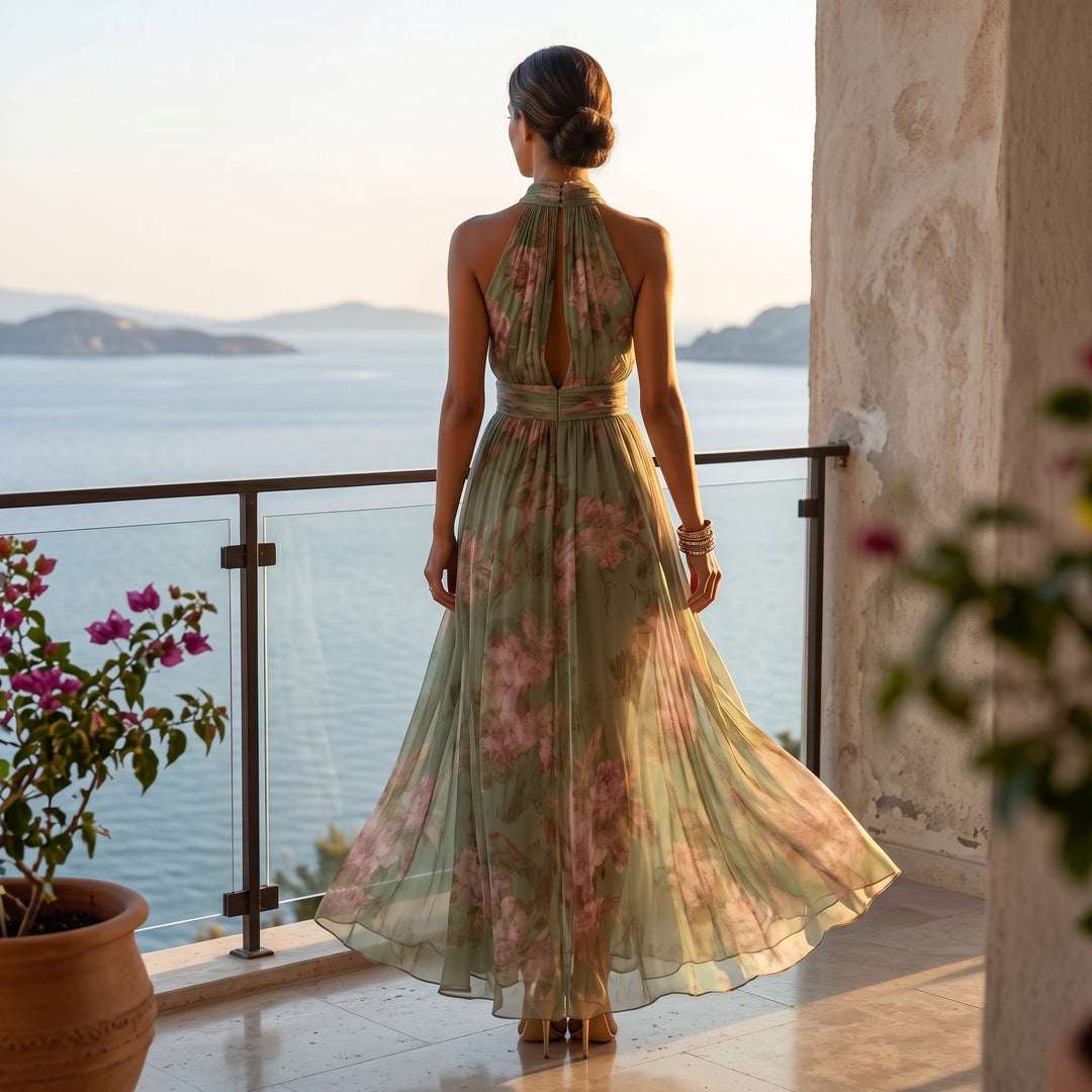 FLOWY SAGE FLORAL SUMMER MAXI
