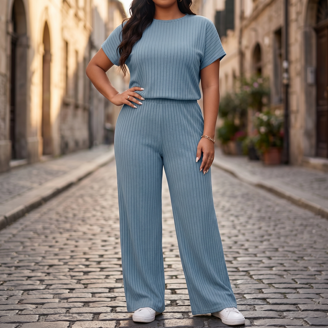 Soft Ribbed Wide-Leg Set | Clova Women's Fashion