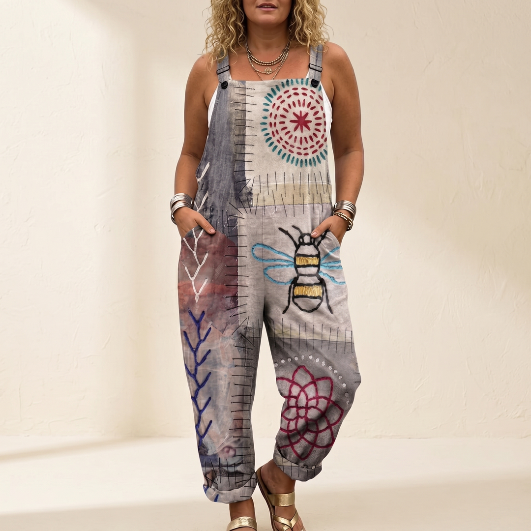 QueenBee Artisan Print Plus-Size Overall | Clova Women's Fashion