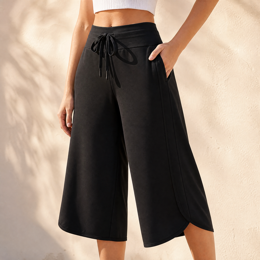 Lunavia Wide-Leg Tulip-Hem Capri Pants with Pockets — View 2 | Clova