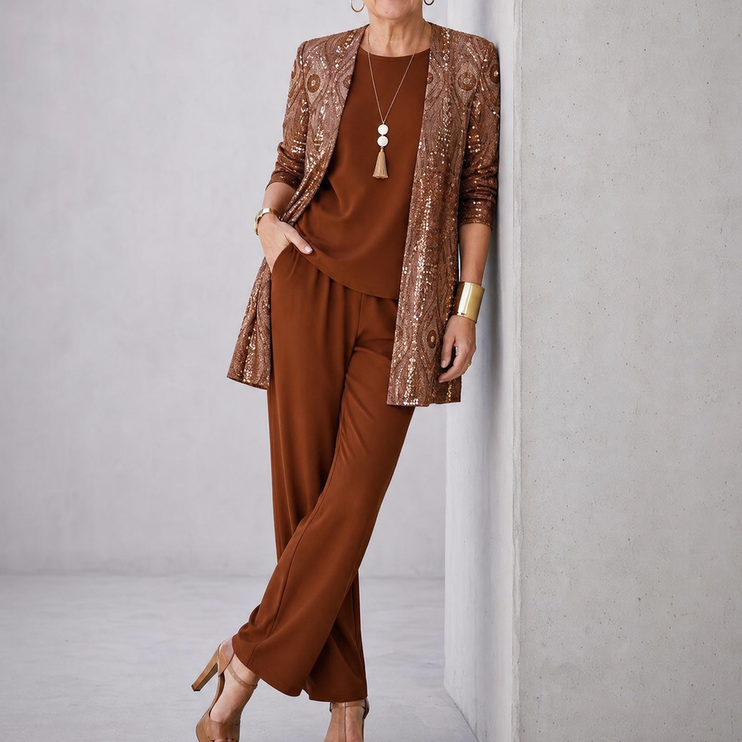 Elegant 3-Piece Pantsuit Set for Occasions | Clova Women's Fashion