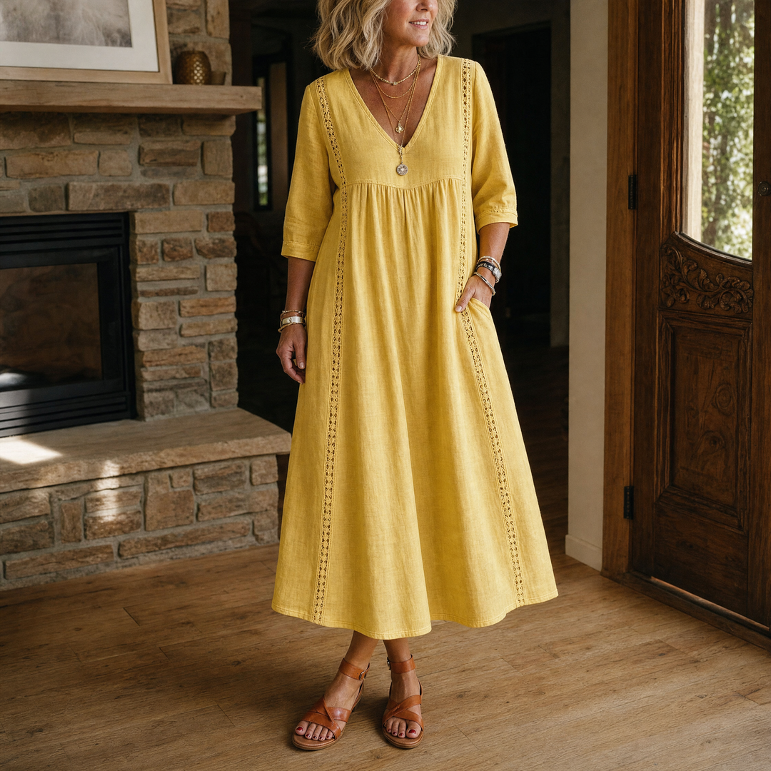 Relaxed Midi Dress with Pockets | Clova Women's Fashion