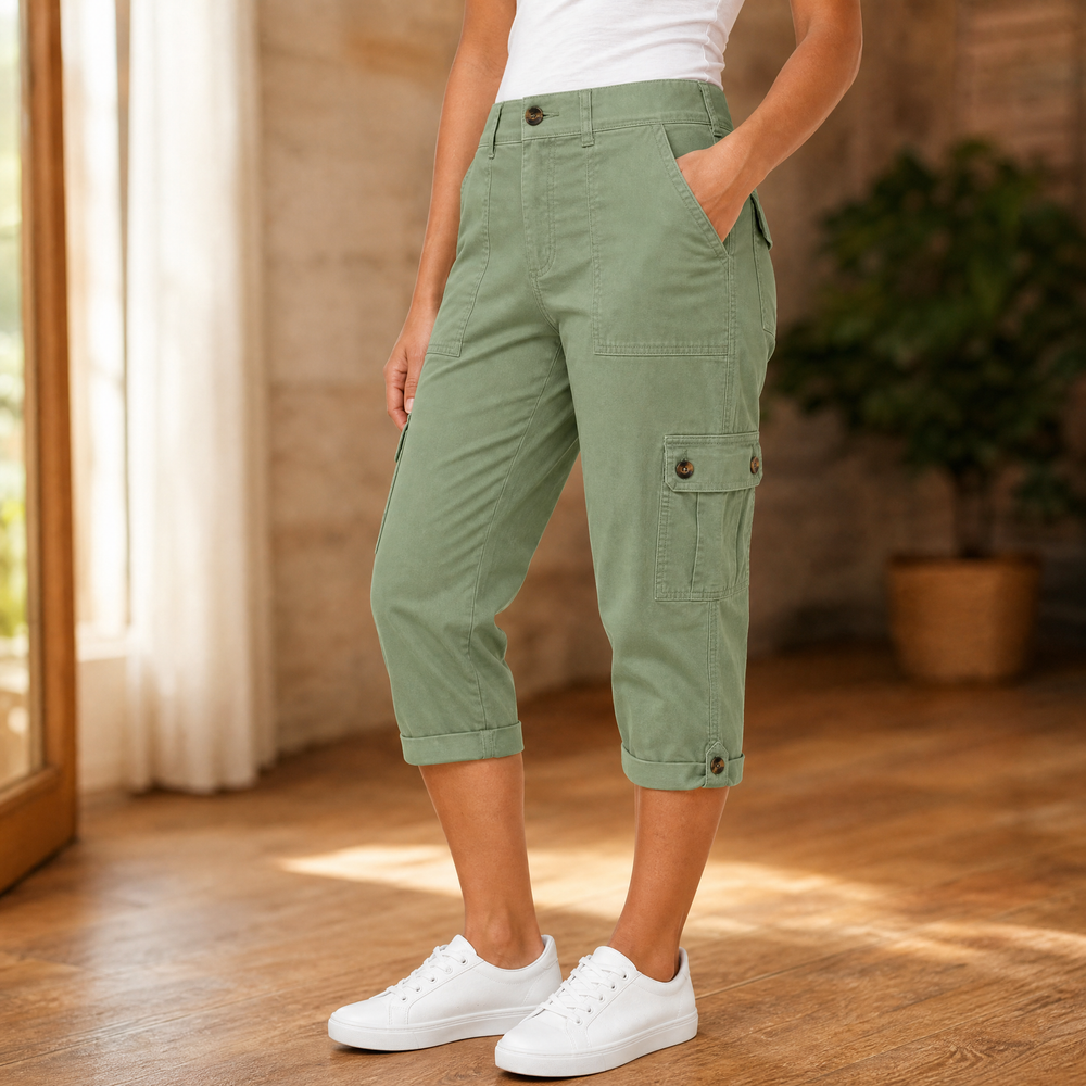 Comfortable Stretch Capri with Pockets — View 2 | Clova