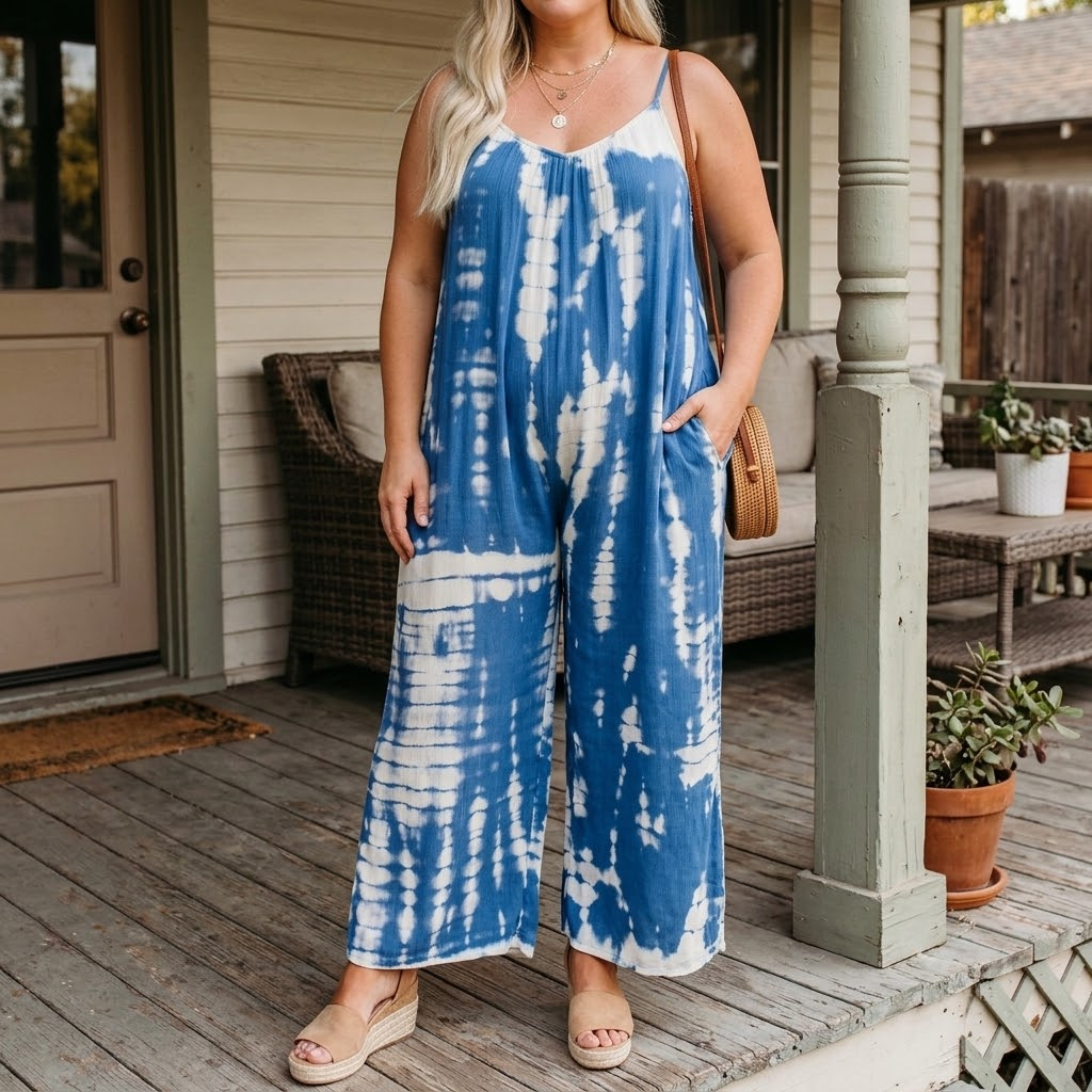 Wide-Leg Tie-Dye Jumpsuit | Clova Women's Fashion