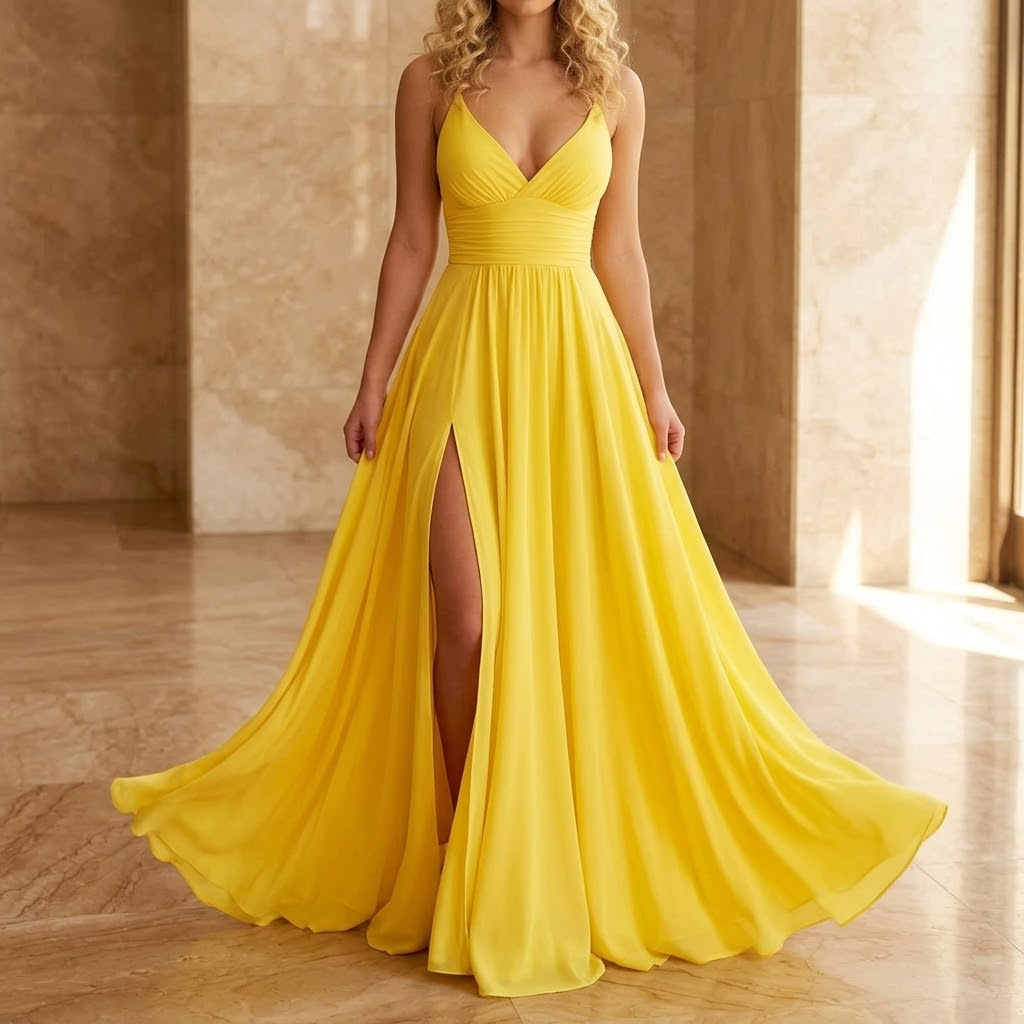 Flowing V-Neck Maxi Dress | Clova Women's Fashion