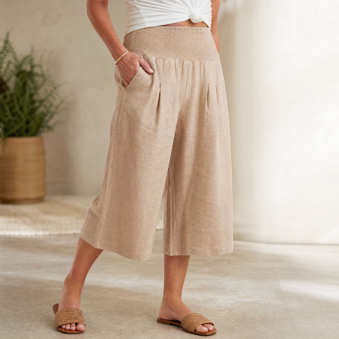 Smocked-Waist Culottes | Clova Women's Fashion