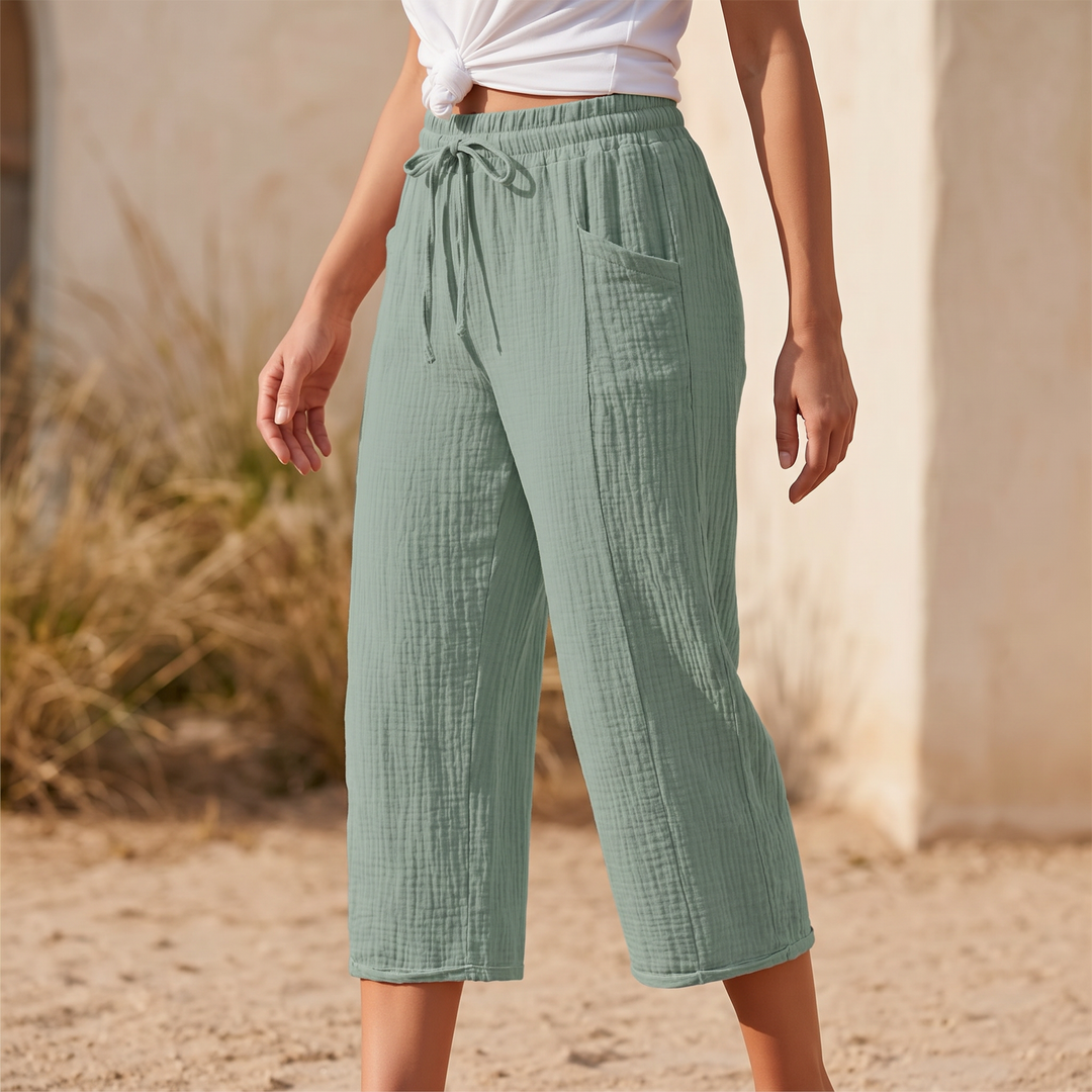 Crinkle Capri Pants for Easy Summer Wea | Clova Women's Fashion