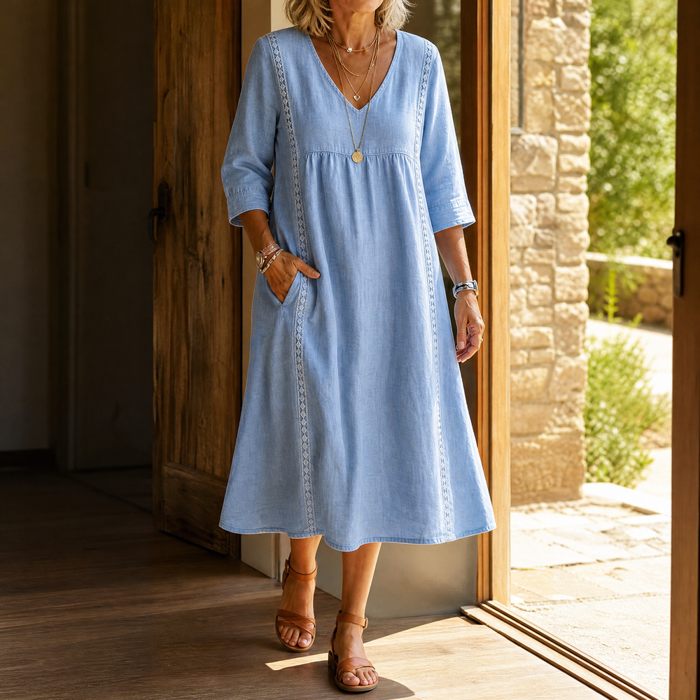 Relaxed Midi Dress with Pockets — View 2 | Clova