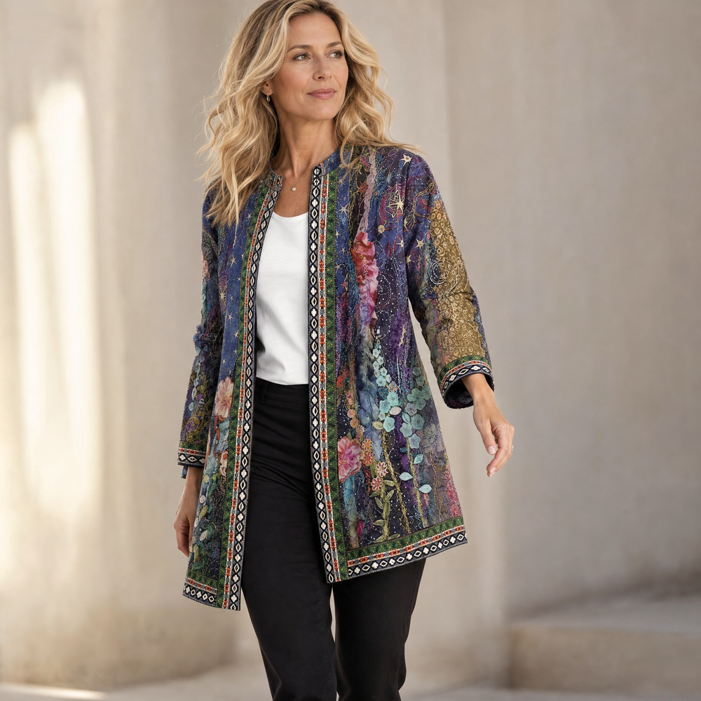 Art-Print Open Jacket for Effortless Style — View 2 | Clova