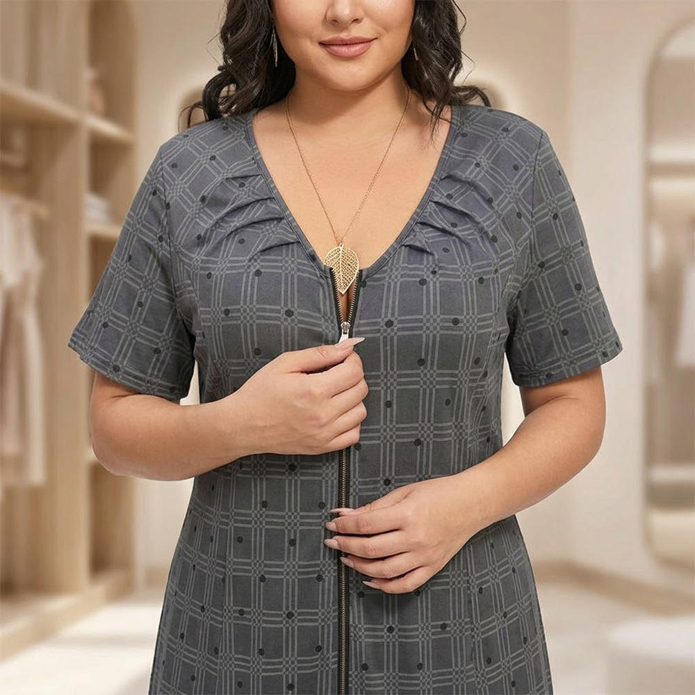 Zip-Front Midi Dress for Effortless Everyday Comfort — View 2 | Clova