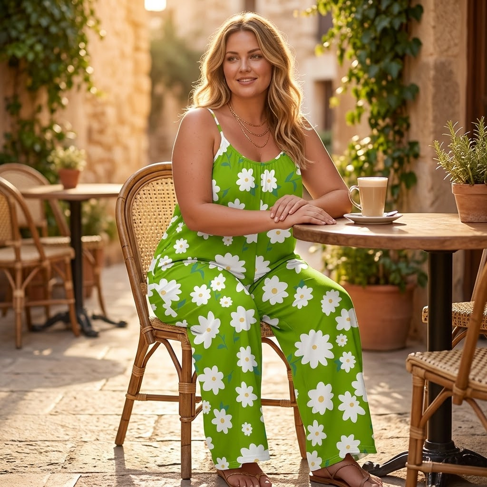 Floral Wide-Leg Jumpsuit for Curves — View 2 | Clova
