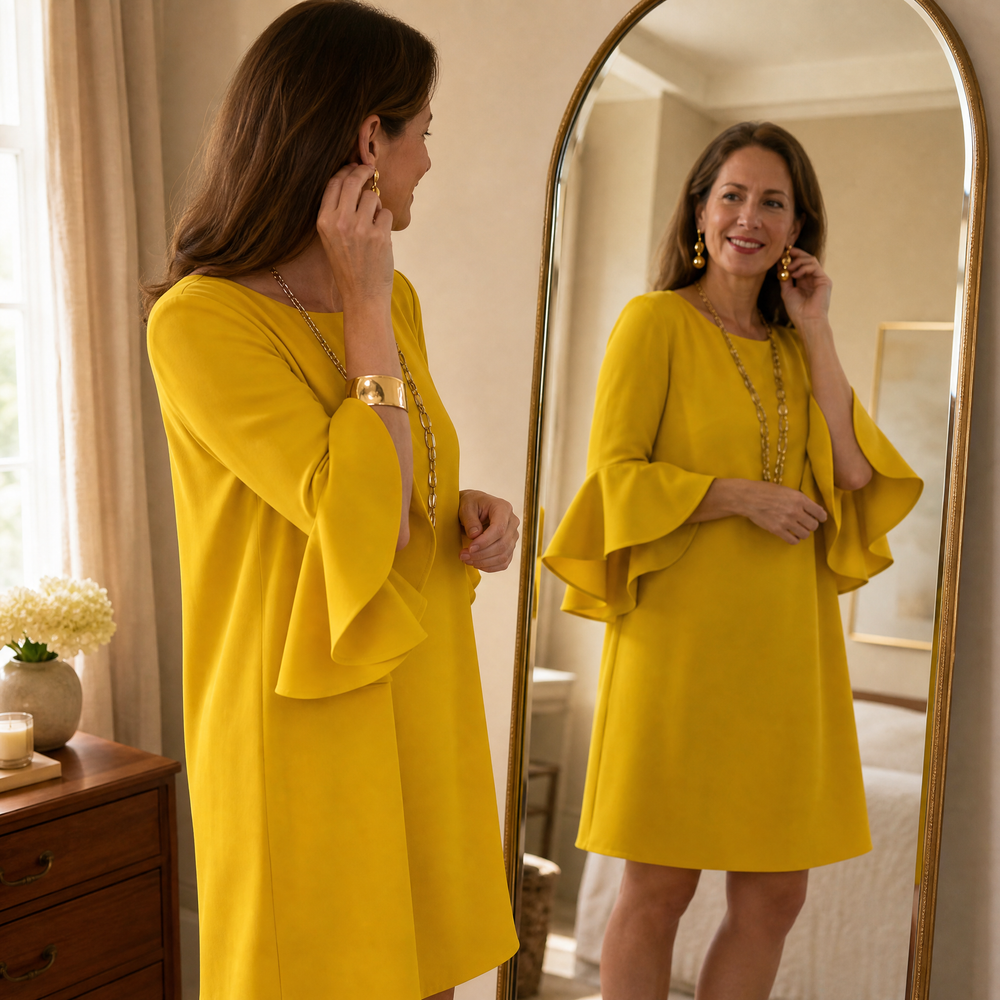 Statement Bell Sleeve Mini Dress — View 2 | Clova